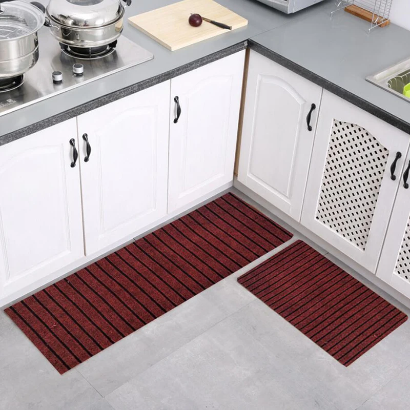 Полосатый коврик для двери устойчивый к пятнам поглощающий воду кухонный