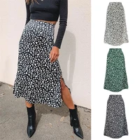 sexy leopard print chiffon split skirt casual fashion long skirts for women spring summer zip elegant female skirt new 2021
