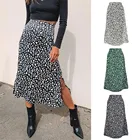 Женская шифоновая юбка с разрезом, Повседневная Длинная юбка на молнии с леопардовым принтом, весна-лето 2021