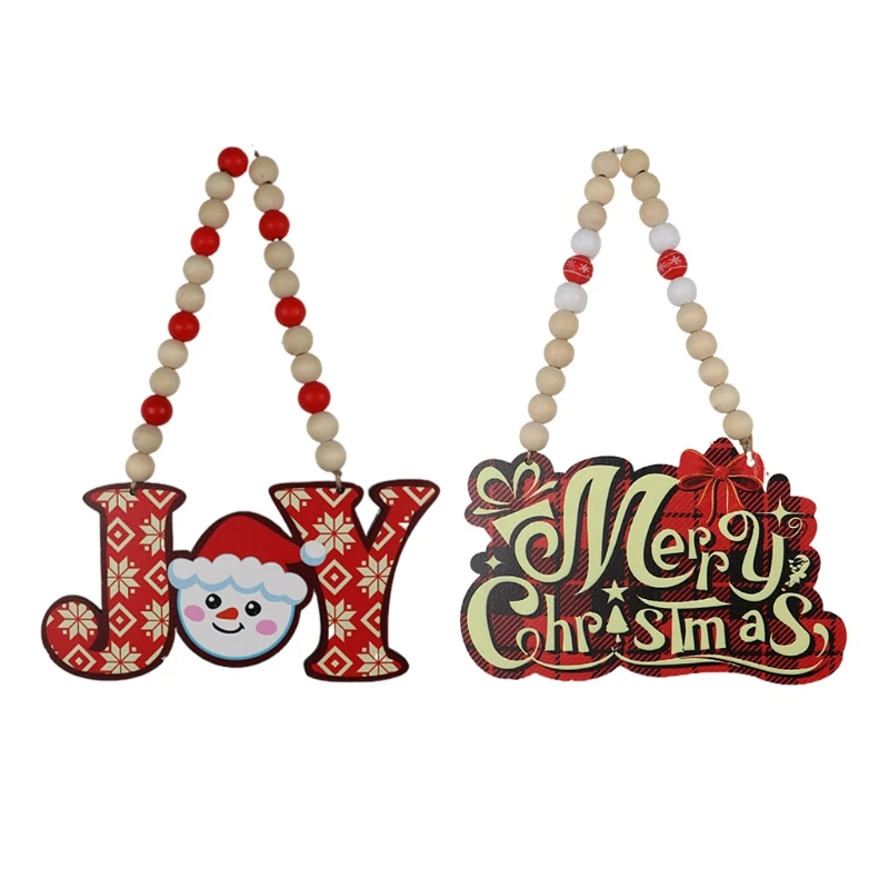 

Christmas Ornament Wooden with Beads Handle Pendant for Christmas Ornaments