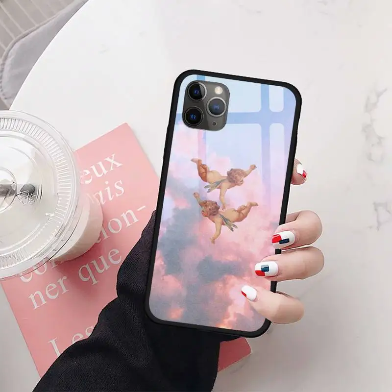

Angels Aesthetic Aesthetics Rubber Phone Case Tempered glass For iphone 11 12 PRO MAX X XS XR 5C 6 6S 7 8 plus