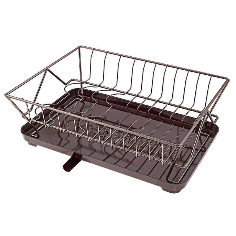 

Kitchen Dish Drainer Rack with Drain MatCountertop Drying Rack with Draining TrayProfessional Dish Drying Rack