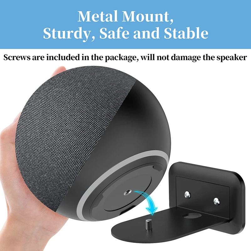 PlusAcc Wall Mount For Amazon Alexa Echo 4 4th Gen Space-Saving Solution Metal Outlet Stand for Smart Speakers Hide Messy Wires |