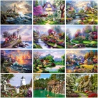 Алмазная картина 5d сделай сам, вышивка крестиком в виде леса, озера, коттеджа, костюма, маяков, украшение для дома, праздничный подарок