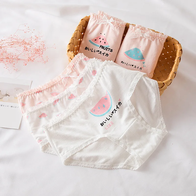 5 шт. женские трусики хлопковое нижнее белье милые авокадо клубника арбуз