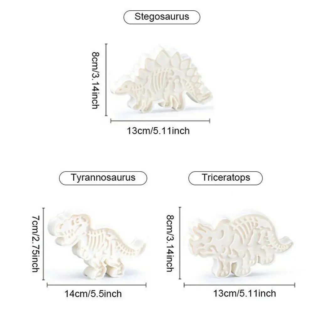 

3D Dinosaur Cookies Cutter Mold Dinosaur Biscuit Embossing Decor Baking Sugarcraft Cake Dessert For Sop Tool Mold Mold Sili W6E2