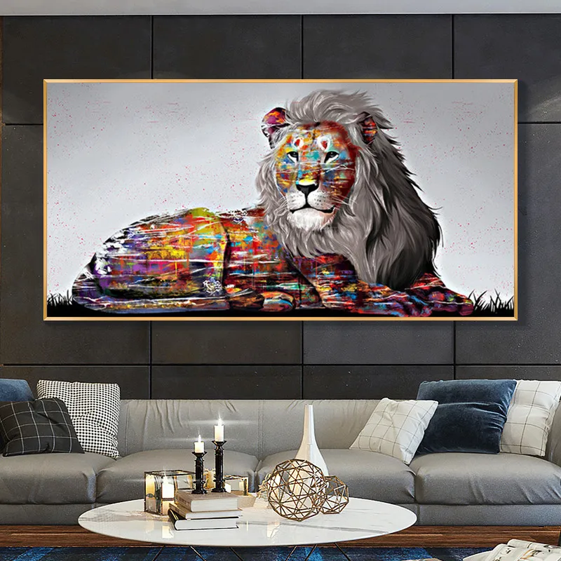

Canvas Painting Animal Wall Art Horse Painting Lion Tiger Oil Painting Wall Poster and Print for Living Room Home Decor