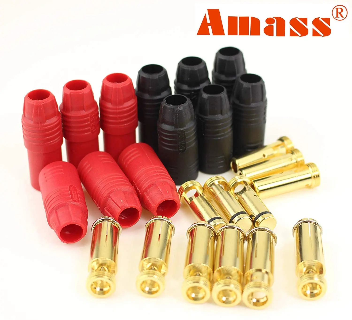 Conector macho y hembra antichispa Amass AS150, juego de enchufes Banana chapados en oro de 7mm para bater&iacute;a ESC y plomo de carga, 6 pares-0