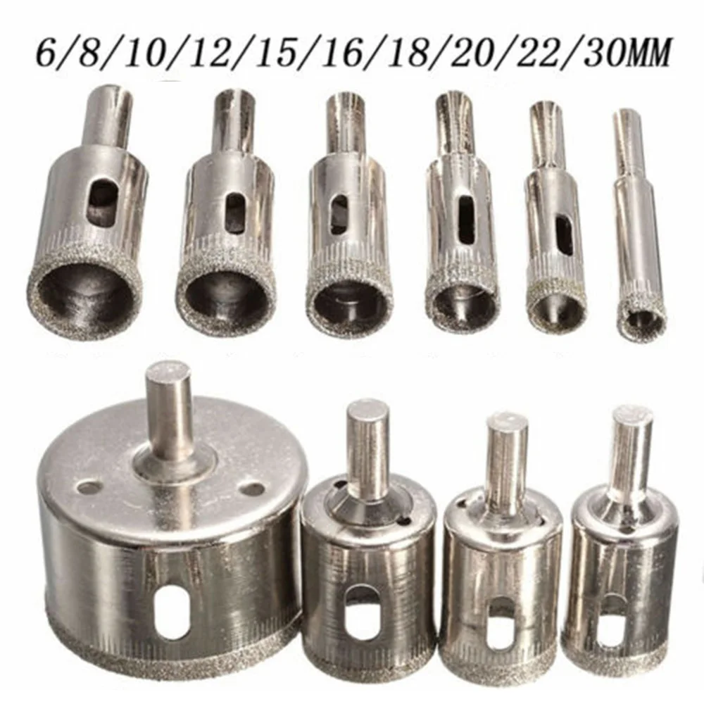 

10x Set Glass Stone Marble Drill Bit Diamond Cutter Hole Saw 6-30mm Cutting Tool
