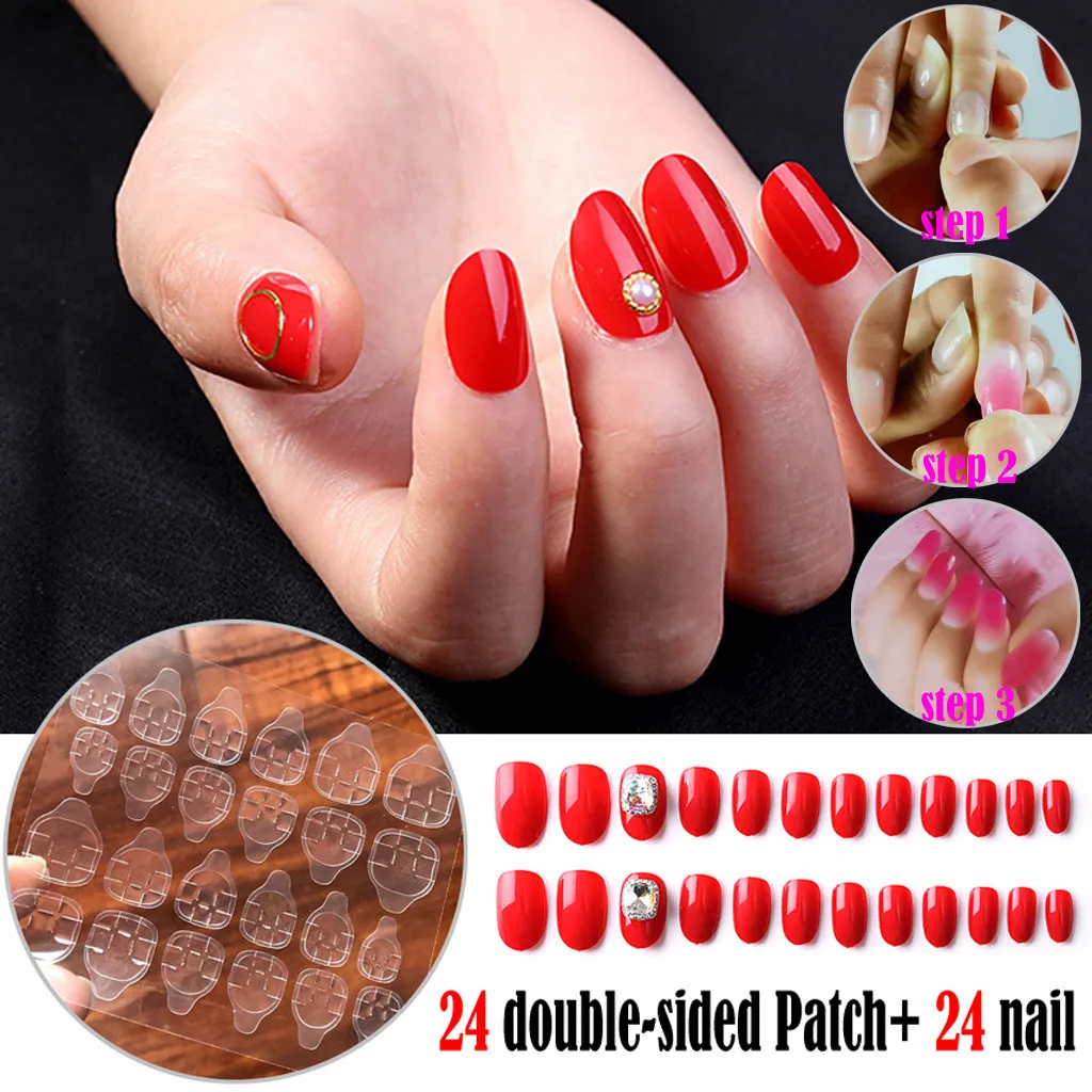 Lazy Nail Art sticker DIY 24 шт. желе двухсторонняя лента для дизайна ногтей переводная
