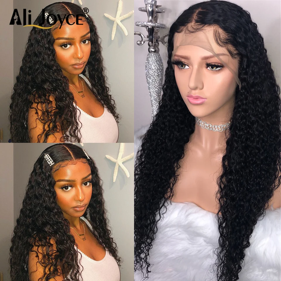 Deep wave Wig 13x4 Lace front Wig Natural Black Color Black Hair Wigs For Black Women Brazilian curly Human Hair Wigs Remy Hair