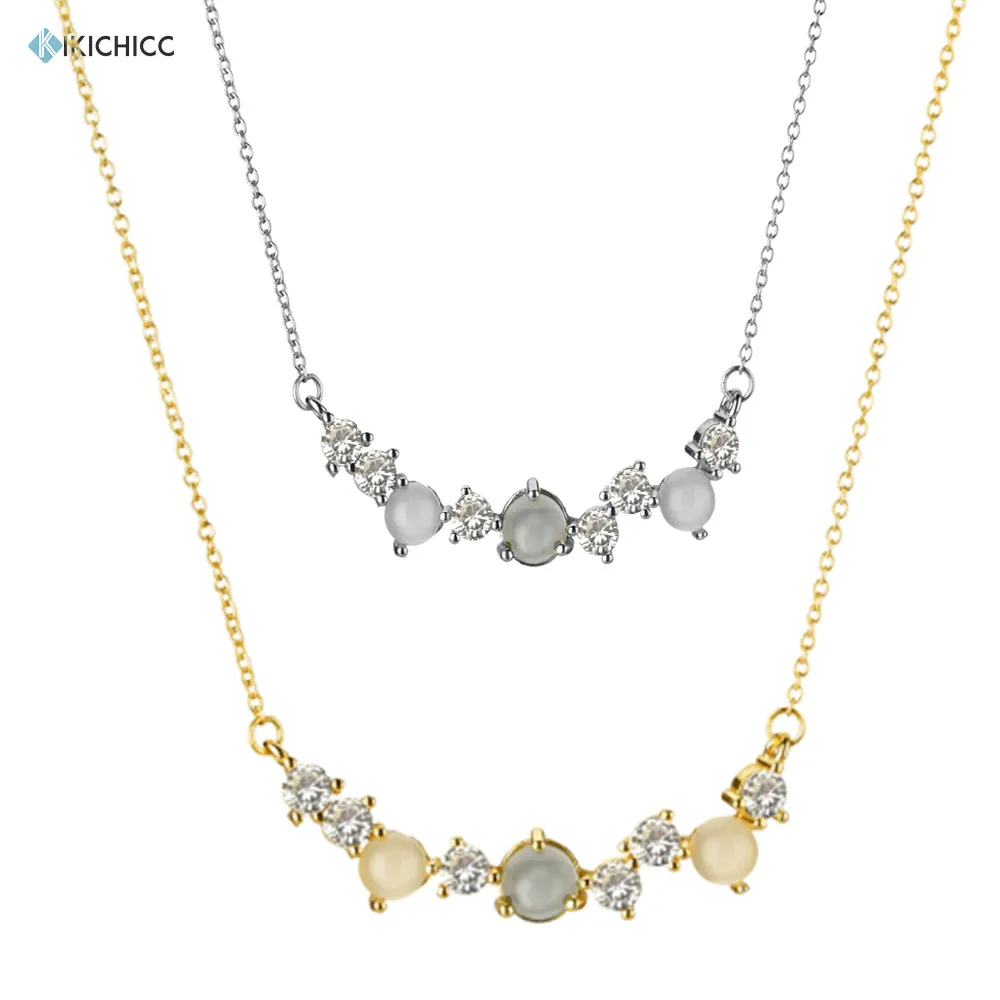 

Kikichicc 100% 925 Sterling Silver Line Chain Zircon Multi-Stone Cluster Bar Necklace Long Chain Pendant Jewelry For Women