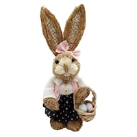 easter decoration artificial straw bunny easter standing rabbit simulation easter bunny easter decorations for home party decor