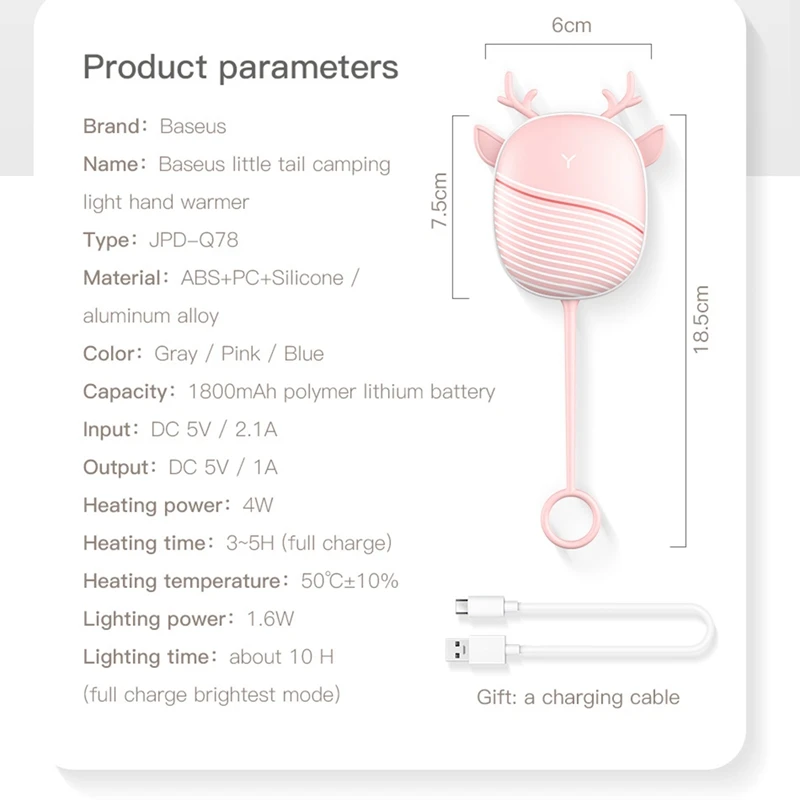 Перезаряжаемая грелка для рук 1800 мА/ч портативное зарядное устройство USB