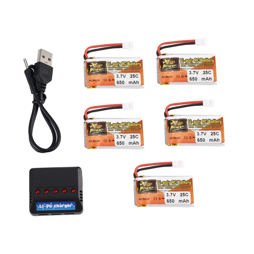 5 шт. ZOP power 3 7 в 600 мАч 30C JST Plug перезаряжаемый lipo аккумулятор с 6 1 батарея USB зарядное