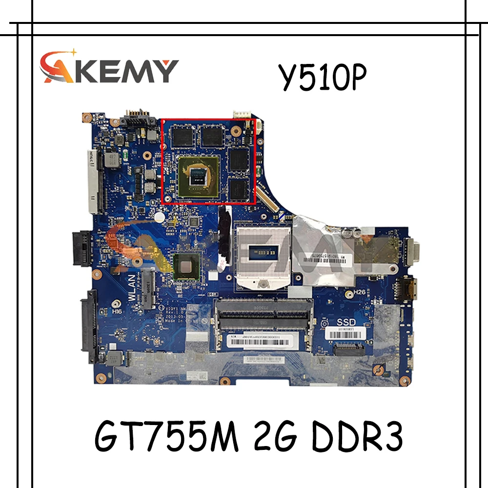 Akemy VIQY1 NM A032 для Lenovo Y510P Материнская плата ноутбука 11S 90003641 90002926 PGA94 GT755M 2G DDR3 100%