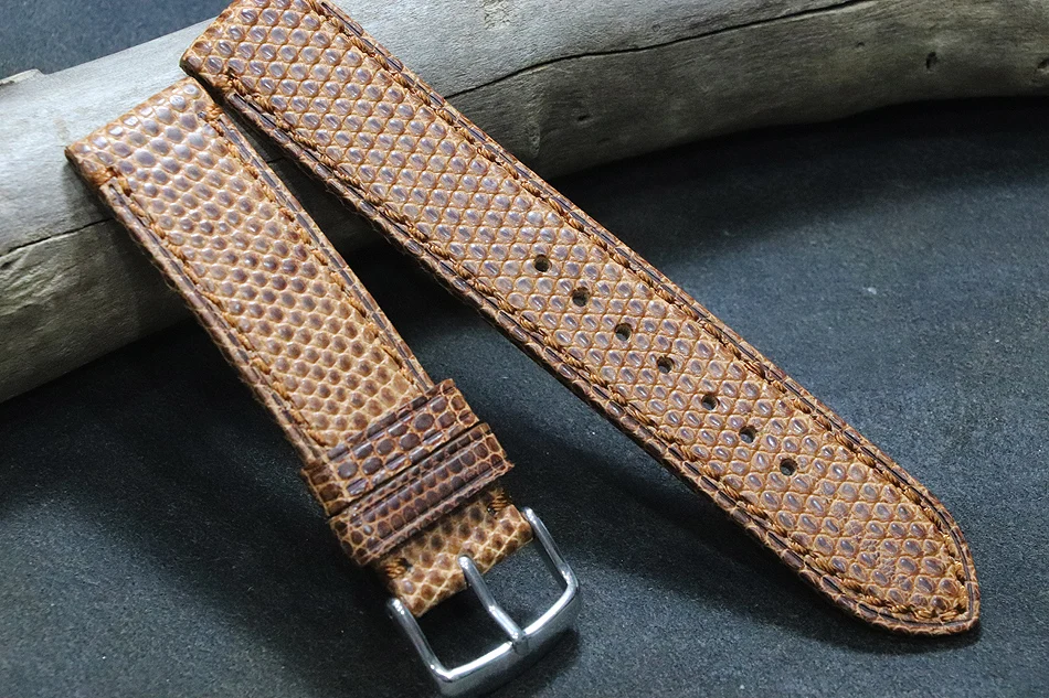 Watchbands 20mm 22mm High-quality lizard leather Genuine Leather Dark Brown Man Women Handmade Vintage Wrist Watch Band Strap