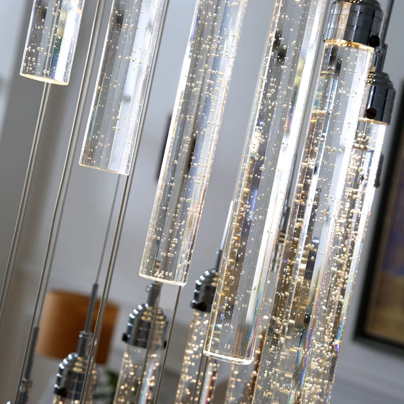 vender Luz Do Candelabro Para A Entrada De Teto Alto Escadas Pendurado Espiral Longo Lâmpadas Escada Cristal Lustre Iluminação Interior Ferro Ac