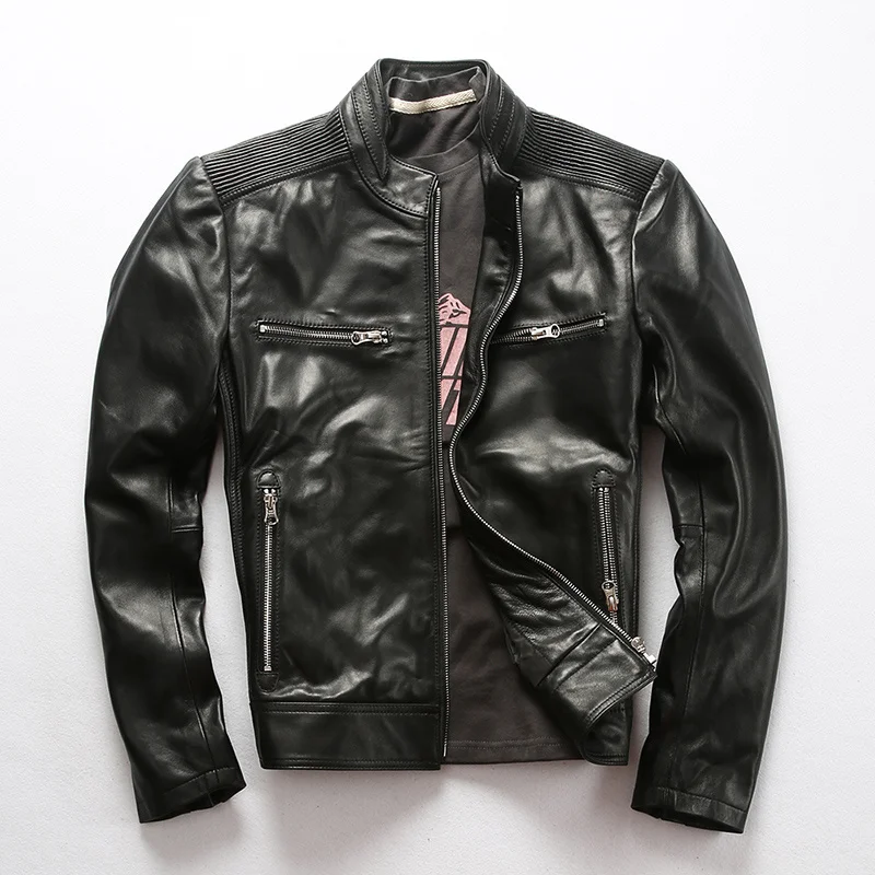 

Новинка 2021 байкерская куртка из овечьей кожи мужская осенне-зимняя теплая винтажная куртка большого размера брендовые высококачественные ...