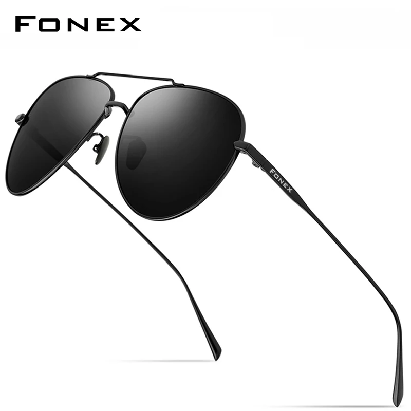 FONEX чистый Титан солнцезащитные очки Для мужчин авиации поляризованные для 2019