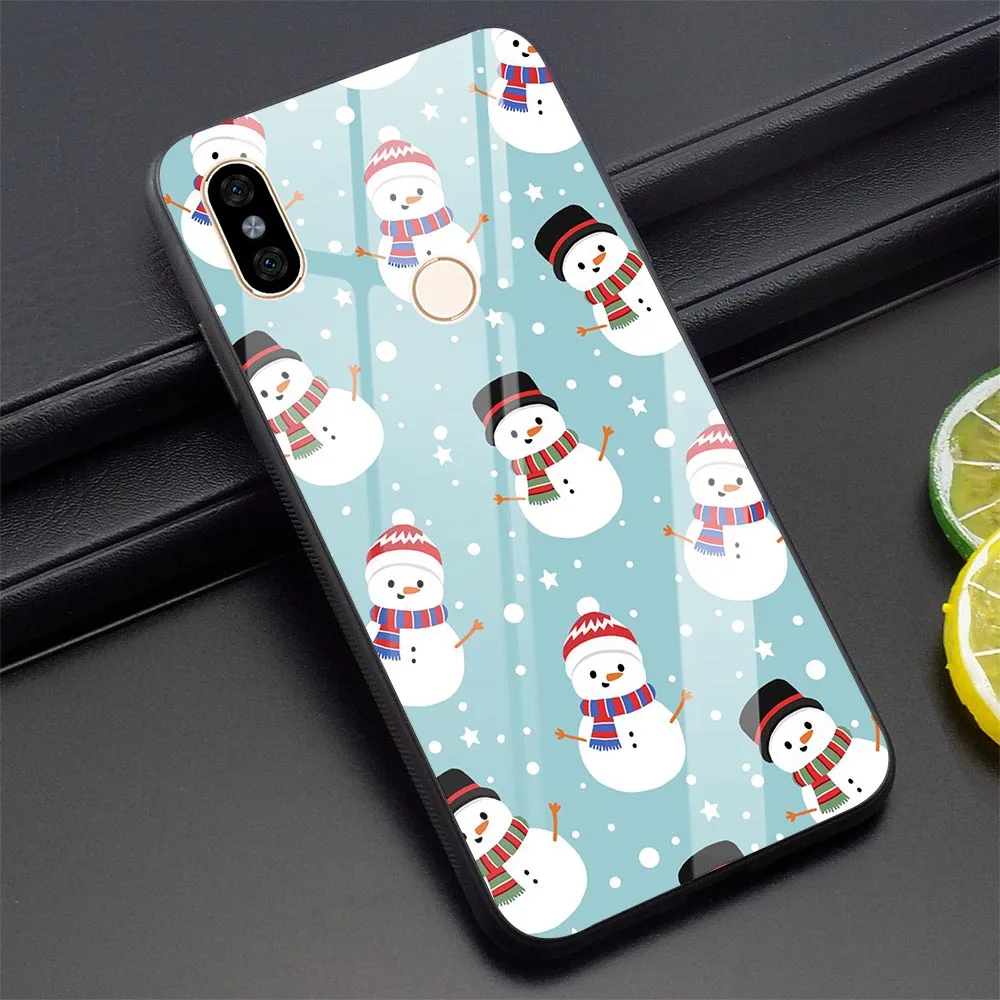 K3015607 Новогодний чехол для телефона Xiao mi Pocophone F1 Note 5 6 7 Pro Red mi 4X 6A mi A1 A2 8 Lite 9 из закаленного стекла - Цвет: K3015607