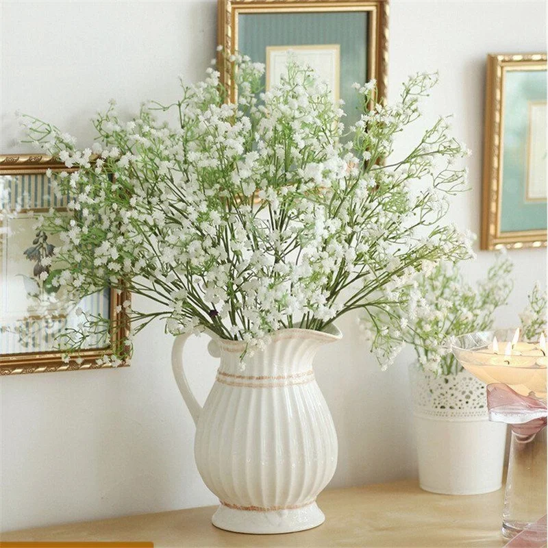 

5 Branch Fake Flower Plastic Artificial Flowers Bouquet White Gypsophila DIY Wedding Home Balcony Outdoor Decoration Babysbreath