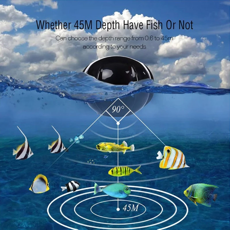 

Smart Portable Depth Fish Finder with 100M Wireless Sonar Sensor Echo Sounder LCD Fishfinder for Lake Sea Fishing Saltwater