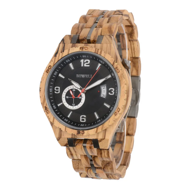 

2020 Limited New Arrival Bewell Brand Wood Table Fashion Men's Automatic Mechanical Watch Ebony Factory Oem Custom Gifts