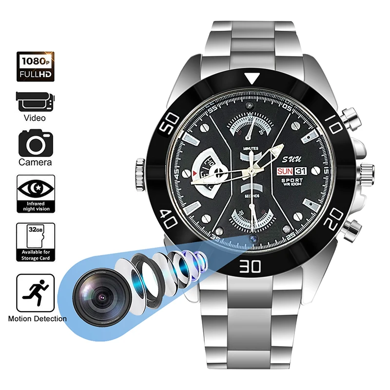 Full HD 1080P Mini Camera Watch Video Recorder with Cameras Motion Detection IR Night Vision Wireless Micro Camcorder Action Cam