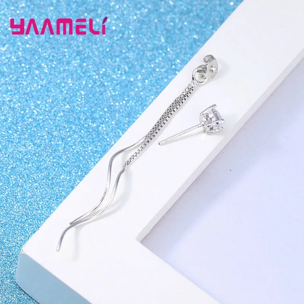

New Fashion Dangle Hanging Rhinestone Long Drop Earrings Ear line For Women Simple Snake Chain Tassel Jewelry brinco bijoux