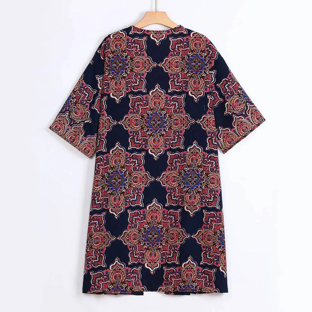 

Women Vintage Print Summer Cardigan Women Beachwear Bohe Chiffon Thin Bikini Cover-up Kimono Cardigan Coat Female VogueCoat