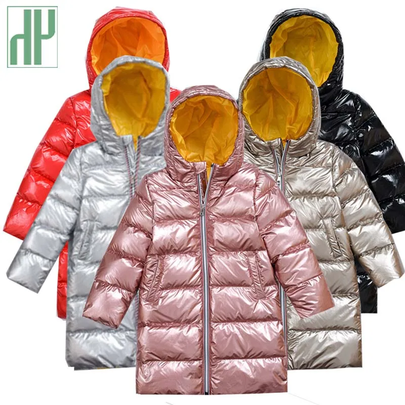 Детская парка зимняя куртка на утином пуху длинный плотный пуховик пальто для