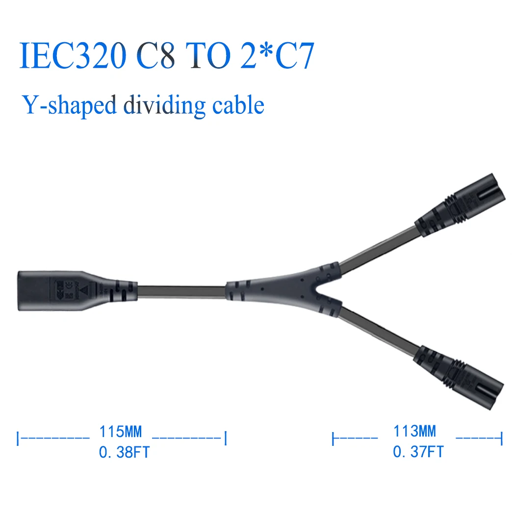 Кабель питания переменного тока IEC320 C8-2 шт. Y-образный разделительный кабель c8 с 2