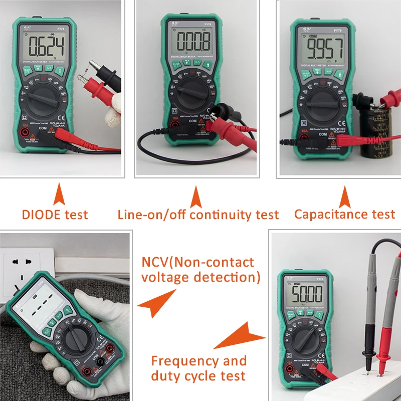 Цифровой мультиметр True-RMS NCV 6000 отсчетов тестер электрика Автоматический