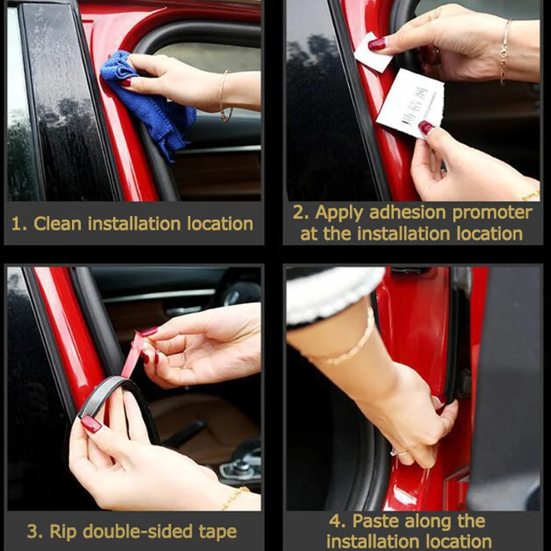 Уплотнение резиновое L-образное 1-25 метров двухслойная клейкая лента для