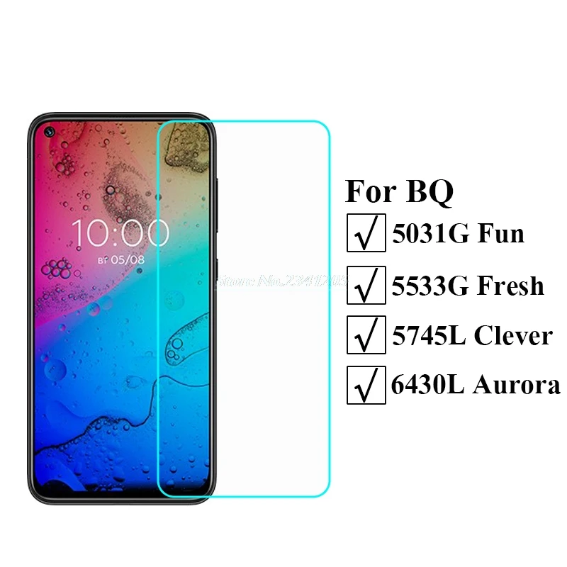 

2-1PCS Protective Glass For BQ 5031G Fun 5533G Fresh 5745L Clever Screen Protector Tempered Glass For BQ 6430L Aurora Pelicula