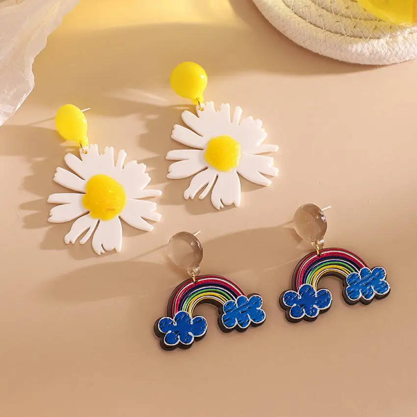 Модные Акриловые радужные серьги для женщин прочные каплевидные с вырезами