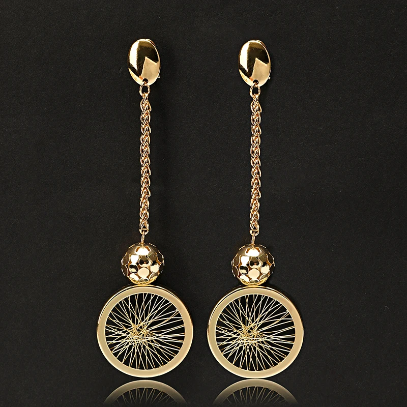 Серьги подвески в нигерийском стиле длинные серьги золотого цвета Дубае