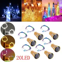 1/6/12Pcs Solar Powered Copper Wire LED Garland Cork Wine Bottle Lights Christmas String Fairy Light Party Wedding Lamps Decor