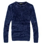 Мужской плотный мохеровый свитер, вязаный пуловер с длинными рукавами и круглым вырезом, теплый облегающий свитер для осени и зимы, J715