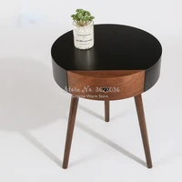 sofa side table wooden bedside table round coffee table for living room small nightstand with single drawer corner desk