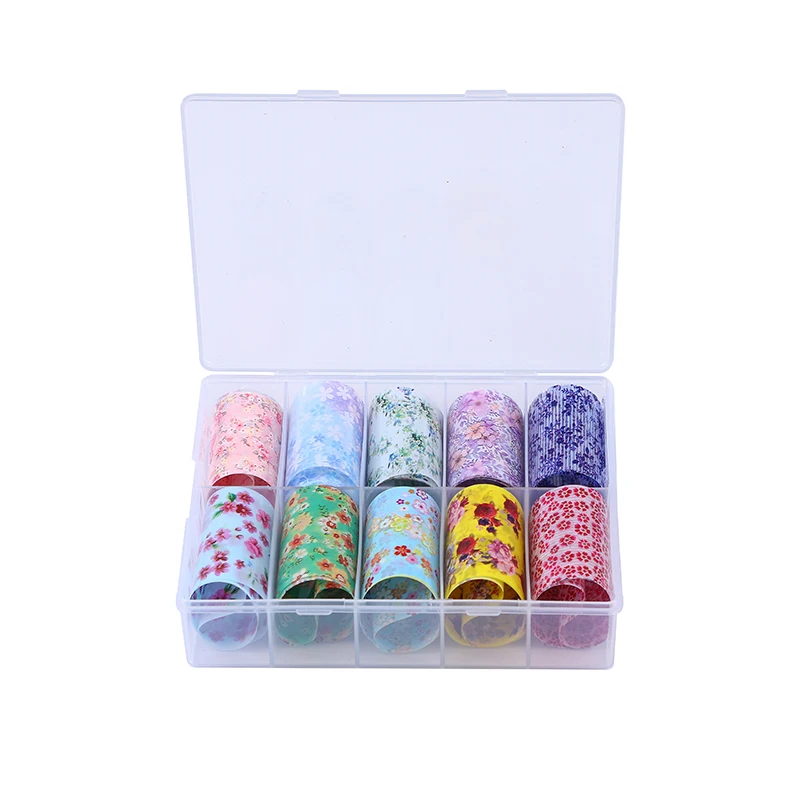 

WH 10 Color/Set Nail Art Transfer Foil Stickers Supplies For Professionals Wholesale DIY Decoration Accessories Tool
