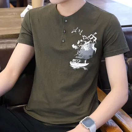 

Men's short sleeve t-shirt fashion casual clothes half sleeve 3266
