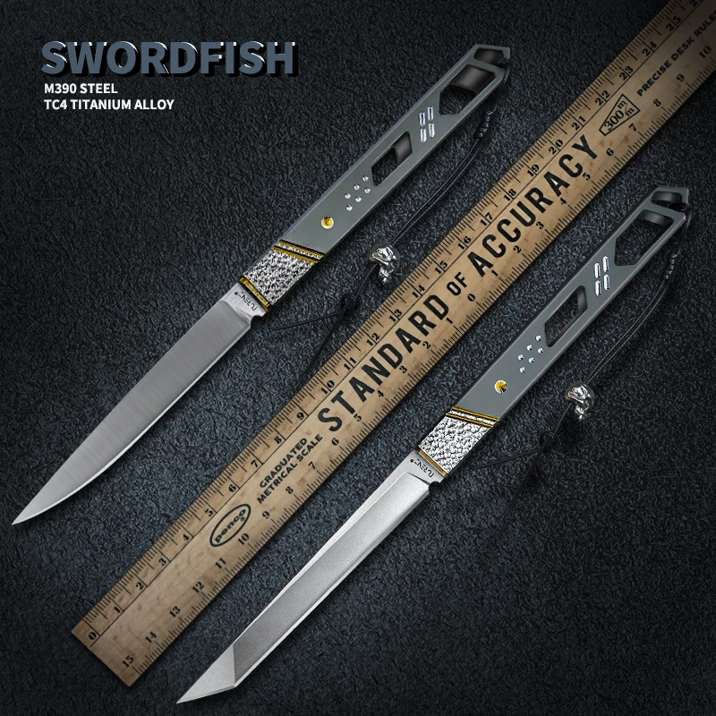 Нож TURENZ M390 с порошковым фиксированным лезвием, с титановой ручкой, ножны Kydex, тактические ножи для выживания