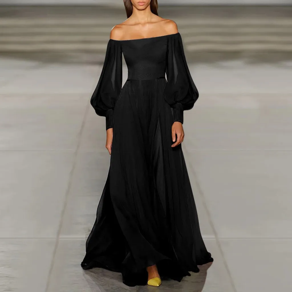 Женское платье-макси в стиле бохо с длинным рукавом-фонариком | Женская одежда