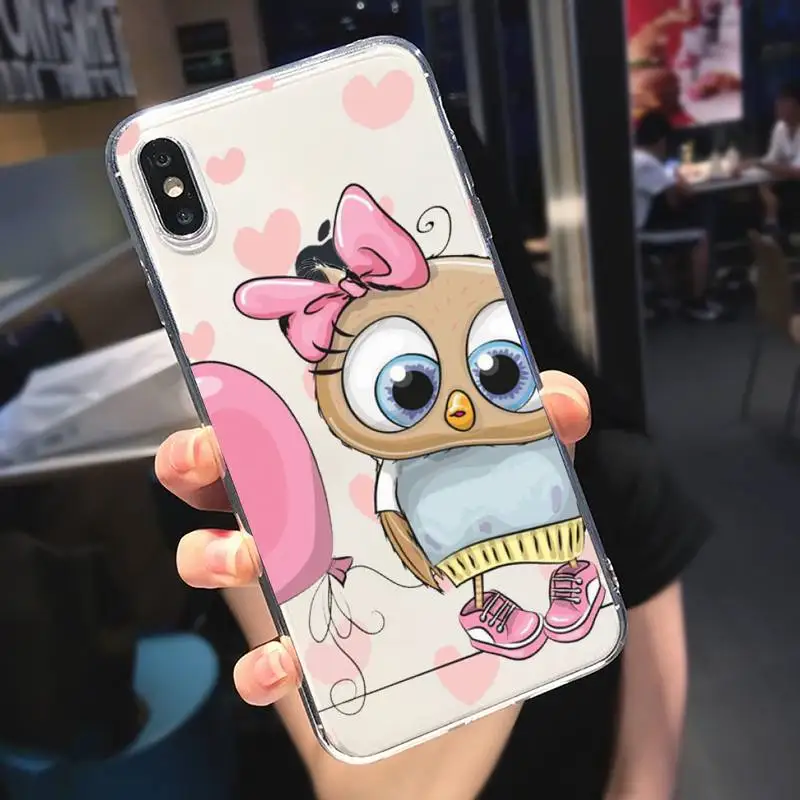 

owl cute cartoon animal Phone Cases Transparent soft For iphone 5 5s 5c se 6 6s 7 8 11 12 plus mini x xs xr pro max