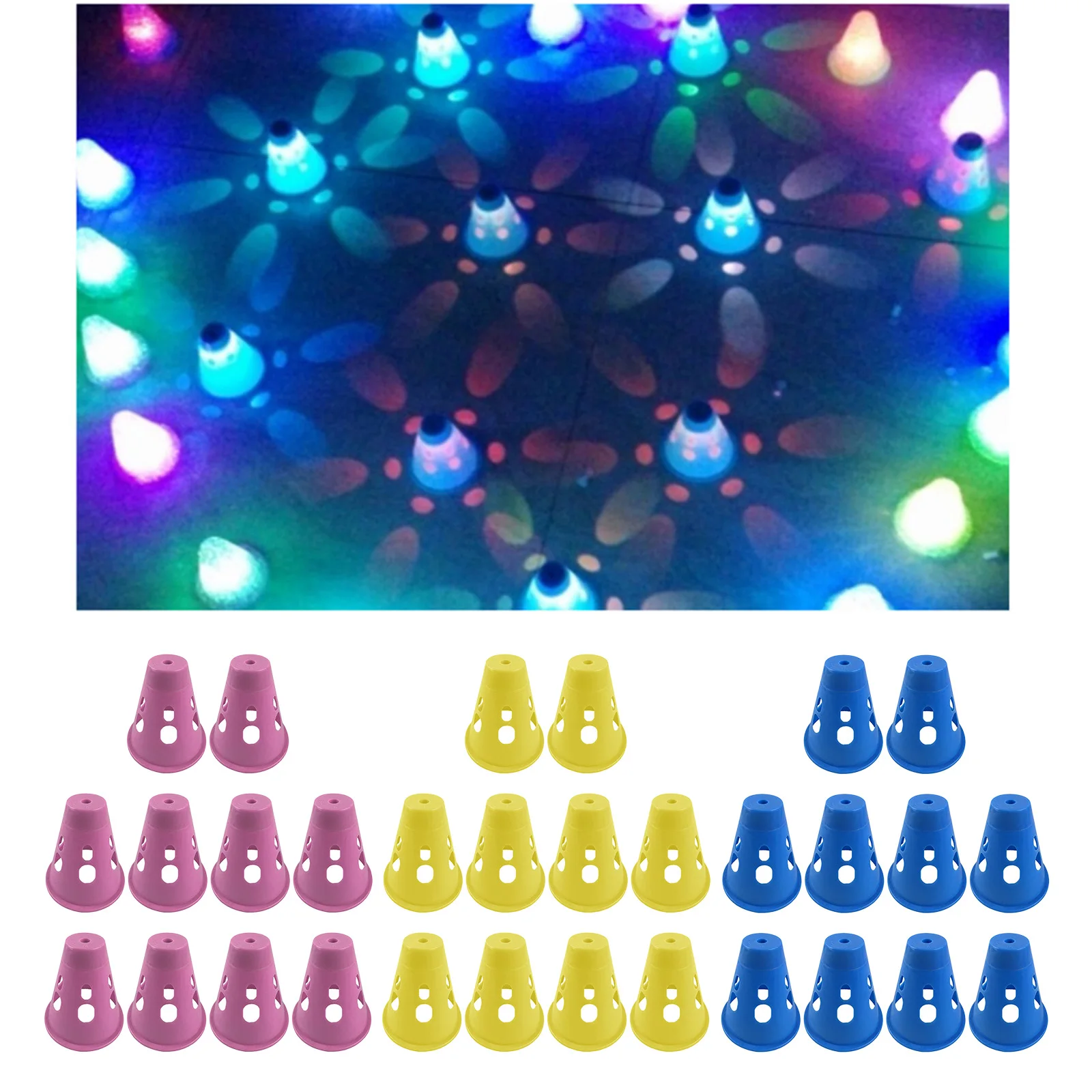 

10pcs 7.8x8cm Plastic LED Skating Cones Light Up Ground Light