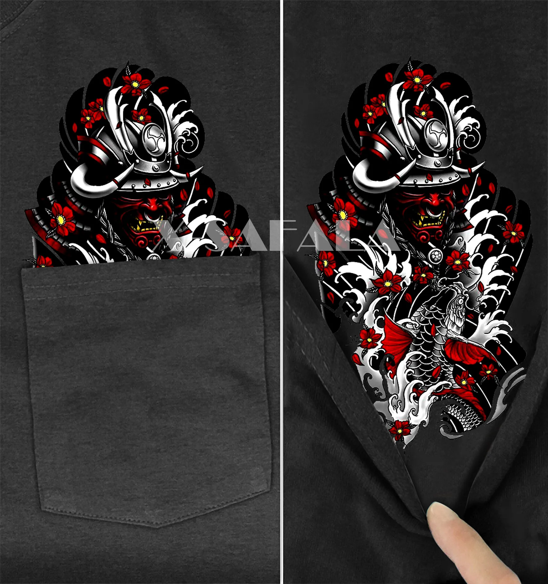 

Samurai Tattoo Art T Shirt Fashion Summer Pocket Printed T-shirt Men's For Women Shirts Hip Hop Tops Funny Cotton Tees-4