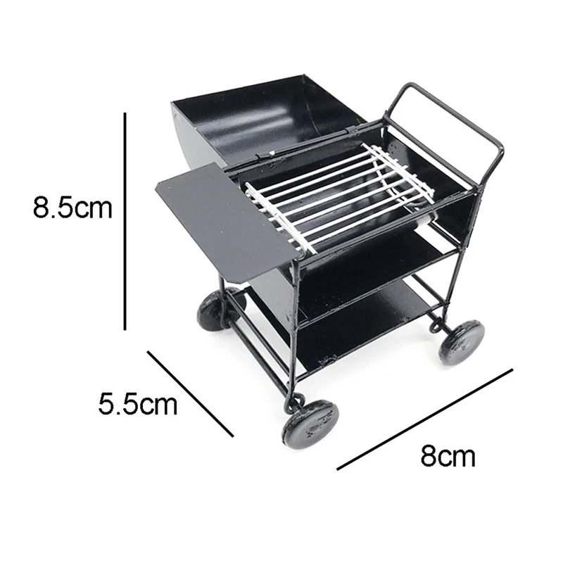 

1/12 Simulation Square Grill Dollhouse Miniature Metal Barbeque Roasting Oven Picnic Toy Kitchen Food BBQ Toys for Kids