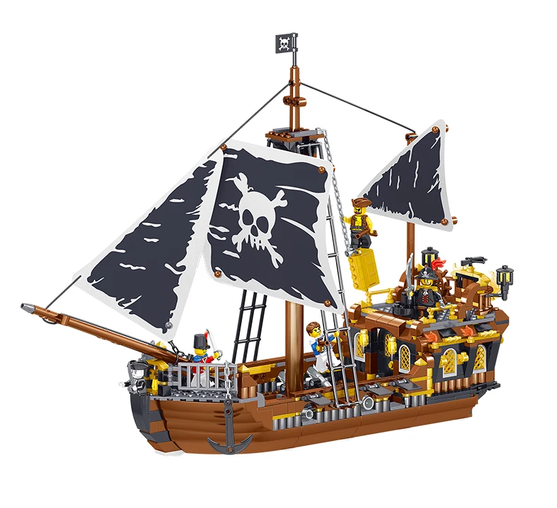 Черный жемчуг модель Карибский пиратский корабль строительный блок Детская